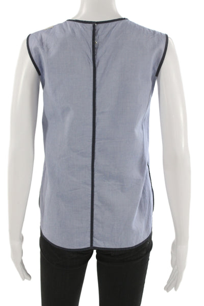 S Max Mara Women Basic Tank Light Blue Cotton Crew Neck Sleeveless Size S