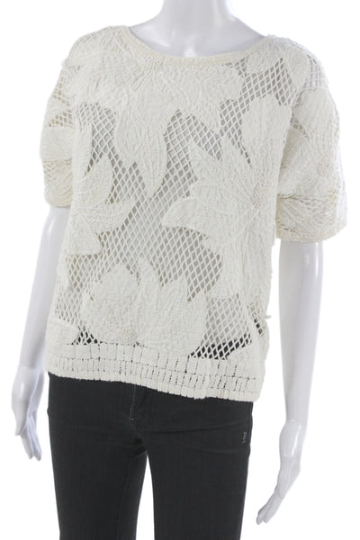 Isabel Marant Etoile Womens Floral Cotton Short Sleeve Round Neck Blouse Size S