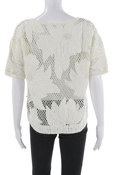 Isabel Marant Etoile Womens Floral Cotton Short Sleeve Round Neck Blouse Size S