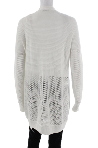 Vince Unisex Cardigan Sweater White V Neck Button Long Sleeve Cotton Size M