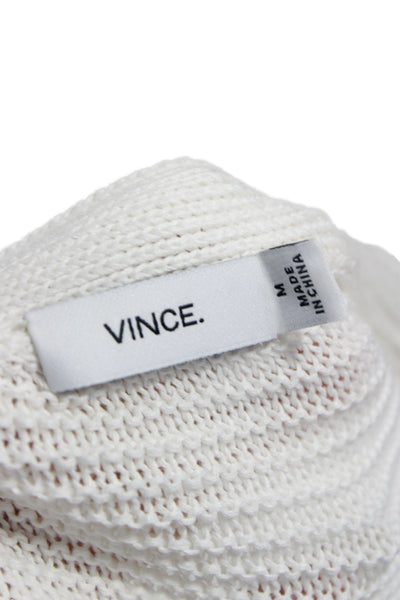 Vince Unisex Cardigan Sweater White V Neck Button Long Sleeve Cotton Size M
