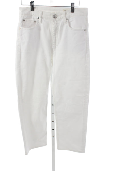 Rag & Bone Women Straight Jeans White High Rise Button Size 26