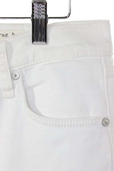 Rag & Bone Women Straight Jeans White High Rise Button Size 26
