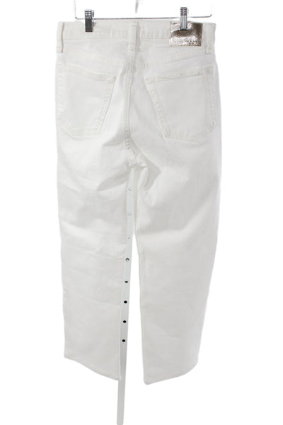 Rag & Bone Women Straight Jeans White High Rise Button Size 26