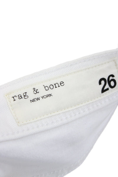 Rag & Bone Women Straight Jeans White High Rise Button Size 26