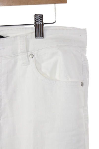 Eileen Fisher Womens Petite Cropped Ankle Jeans White High Rise Button Size S
