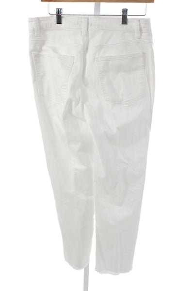 Eileen Fisher Womens Petite Cropped Ankle Jeans White High Rise Button Size S