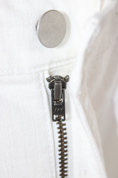 Eileen Fisher Womens Petite Cropped Ankle Jeans White High Rise Button Size S