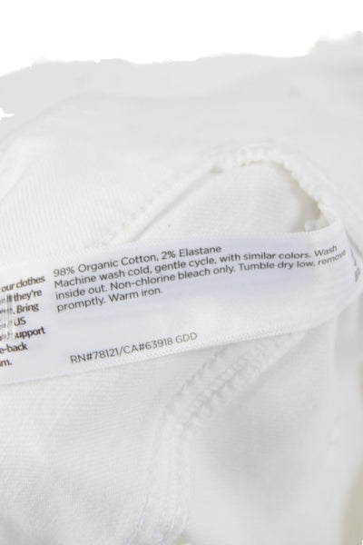 Eileen Fisher Womens Petite Cropped Ankle Jeans White High Rise Button Size S