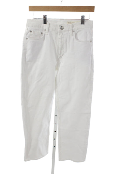 Rag & Bone Womens Straight Jeans White High Rise Button Size 26