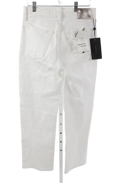 Rag & Bone Womens Straight Jeans White High Rise Button Size 26