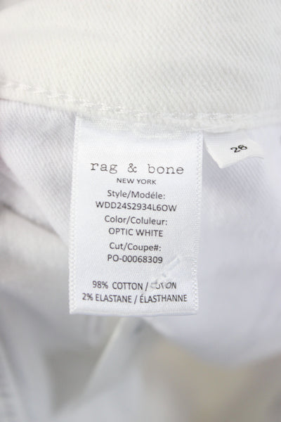 Rag & Bone Womens Straight Jeans White High Rise Button Size 26