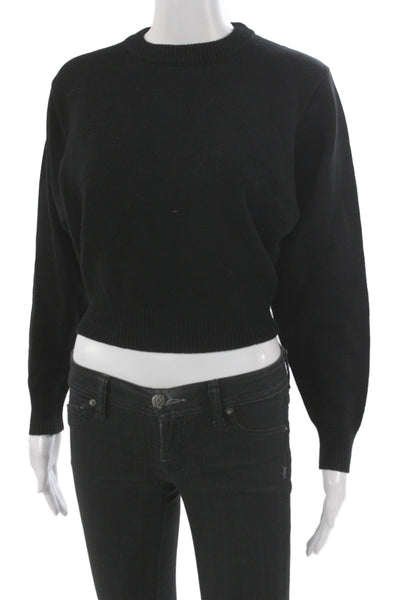 Zara Unisex Pullover Black Crew Neck Long Sleeve Zip Size S