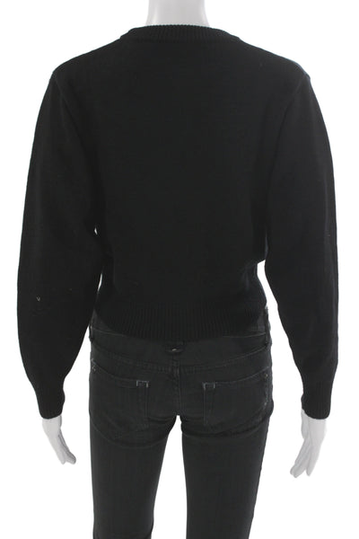 Zara Unisex Pullover Black Crew Neck Long Sleeve Zip Size S