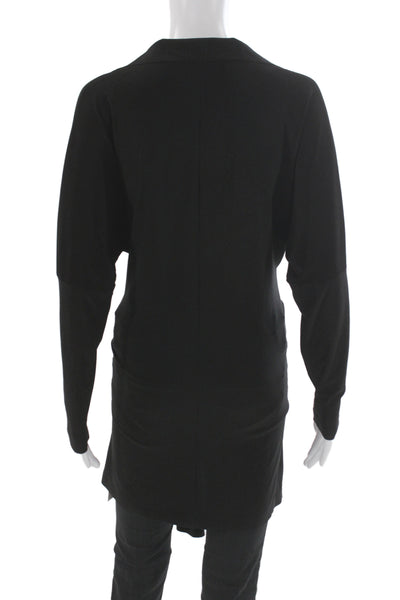 Norma Kamali Womens Black Collared Kimono Tunic Long Sleeve Top Size M