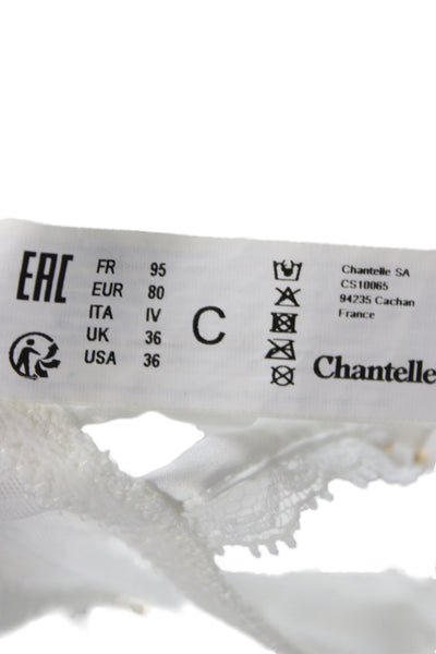 Chantelle Womens Sugar Lace Underwire Demi Bra White Size 36 C