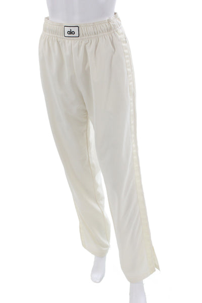 Alo Unisex White Designer Sweatpants Size S
