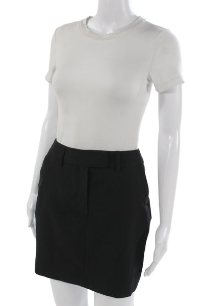 Topshop Womens Mini Pencil Skirt Solid Black Polyester Size 2 Tall