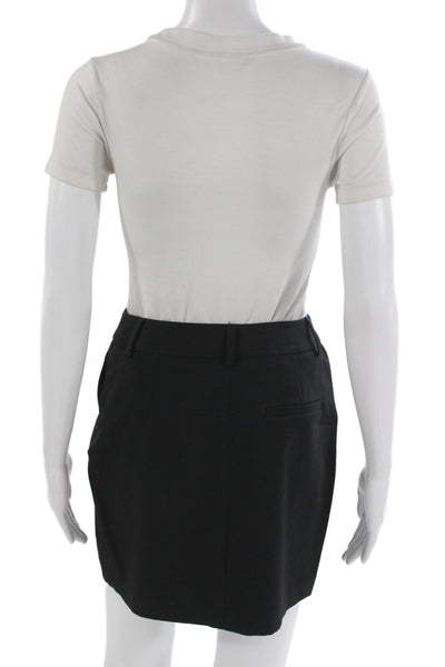 Topshop Womens Mini Pencil Skirt Solid Black Polyester Size 2 Tall