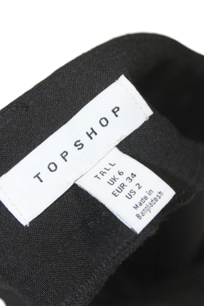 Topshop Womens Mini Pencil Skirt Solid Black Polyester Size 2 Tall