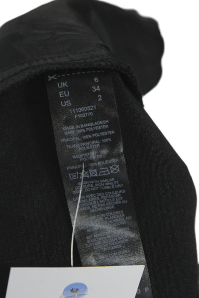 Topshop Womens Mini Pencil Skirt Solid Black Polyester Size 2 Tall