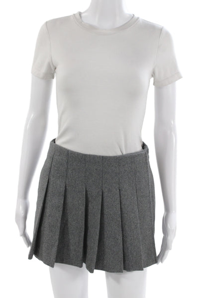 MNG Womens Mini Pleated Skort Gray Llama Wool Size 4