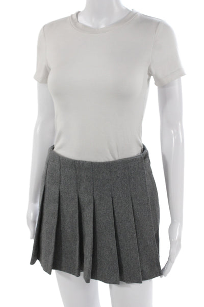 MNG Womens Mini Pleated Skort Gray Llama Wool Size 4