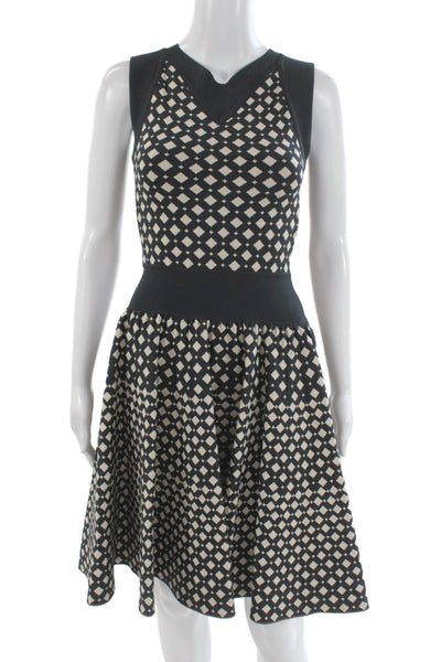 Antonio Berardi Women Fit & Flare Black V-Neck Sleeveless Dress Size XS