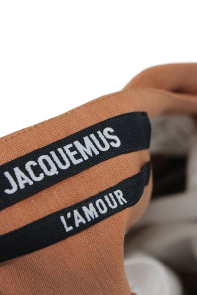 Jacquemus Women Bodycon Slip Dress Brown Buckle Knee Length Size 34