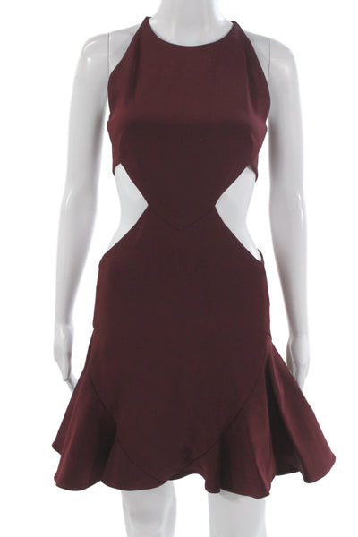 Cushnie Et Ochs Women Red Bodycon Mini Dress High Neck Sleeveless Size 2