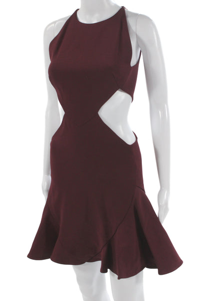 Cushnie Et Ochs Women Red Bodycon Mini Dress High Neck Sleeveless Size 2