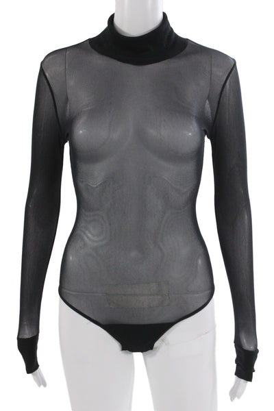 Cosabella Womens Tops Mock Neck Long Sleeve Bodysuit Black Size S