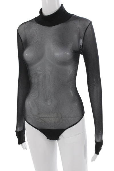 Cosabella Womens Tops Mock Neck Long Sleeve Bodysuit Black Size S