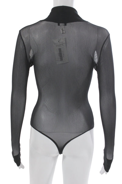 Cosabella Womens Tops Mock Neck Long Sleeve Bodysuit Black Size S