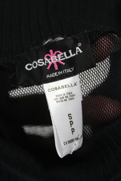 Cosabella Womens Tops Mock Neck Long Sleeve Bodysuit Black Size S
