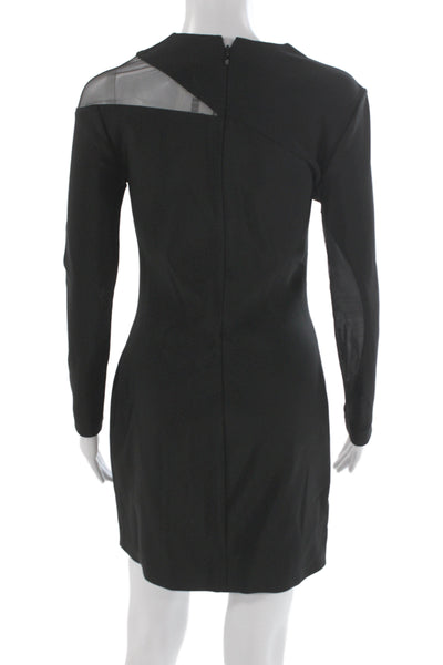 Mugler Women Sheath Mini Dress Black Long Sleeve Crew Neck Zip Size S