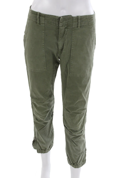 Nili Lotan Women Army Green Cropped Cargo Capri Pants Size 2