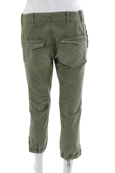 Nili Lotan Women Army Green Cropped Cargo Capri Pants Size 2