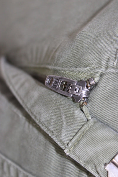 Nili Lotan Women Army Green Cropped Cargo Capri Pants Size 2