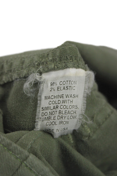 Nili Lotan Women Army Green Cropped Cargo Capri Pants Size 2