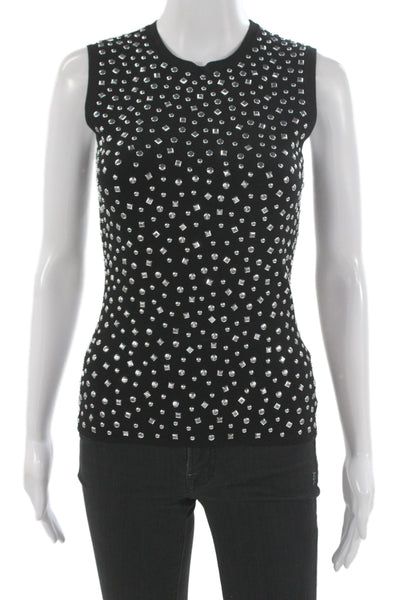 Michael Kors Collection Womens Sleeveless Crew Neck Black Tank Designer Size S