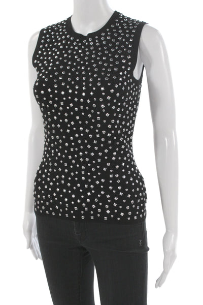 Michael Kors Collection Womens Sleeveless Crew Neck Black Tank Designer Size S