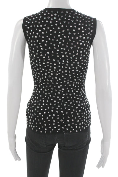 Michael Kors Collection Womens Sleeveless Crew Neck Black Tank Designer Size S