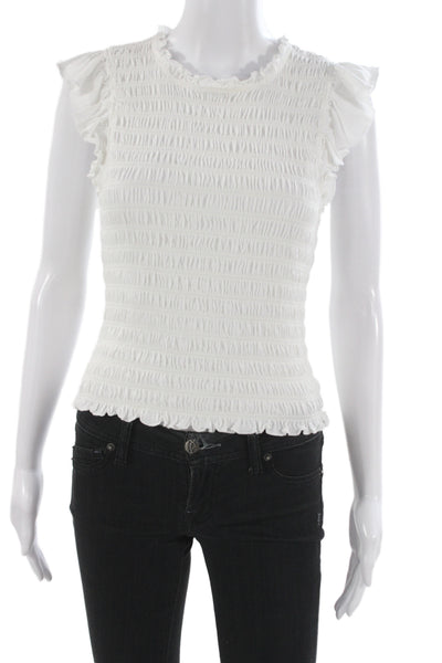 Veronica Beard Women Blouse Sleeveless Crew Neck White Cotton Designer Size S