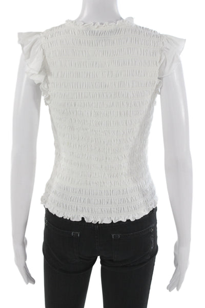 Veronica Beard Women Blouse Sleeveless Crew Neck White Cotton Designer Size S