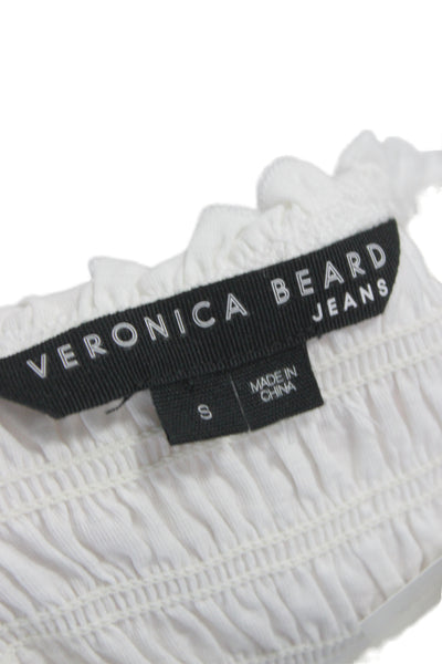 Veronica Beard Women Blouse Sleeveless Crew Neck White Cotton Designer Size S