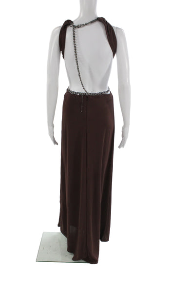 Dundas X Revolve Womens Maxi Bodycon Dress Brown High Neck Midi Size XS