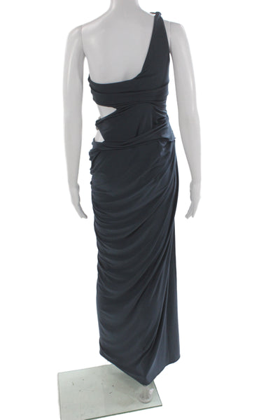 NBD Women Designer Bodycon Maxi Dress Dark Blue Sleeveless Buckle Size XS