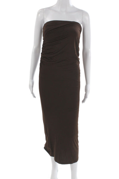 Venroy Women Sleeveless Bodycon Maxi Dress Brown Polyester Beach Size S