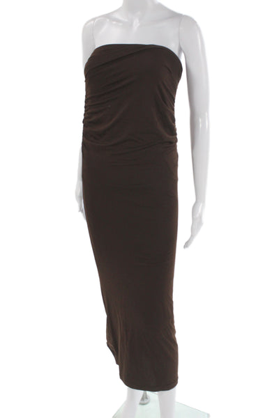 Venroy Women Sleeveless Bodycon Maxi Dress Brown Polyester Beach Size S